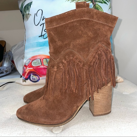 ALDO NWOB! Kycia Brown Fringe Ankle Boots Size 8.5 - Picture 3 of 9